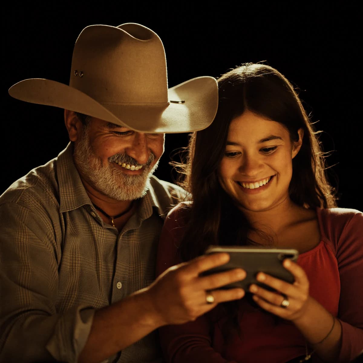 Un padre y su hija escuchando juntos su canción de Cantuki